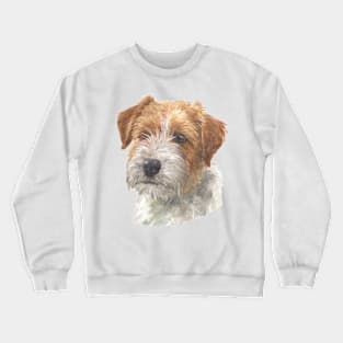 Adorable Rough Coated Jack Russell Terrier Watercolor Art Crewneck Sweatshirt